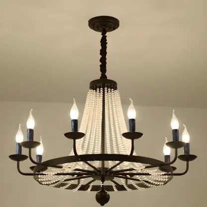 Elegant Black Crystal Beads Chandelier Candelabra Base Image - 5