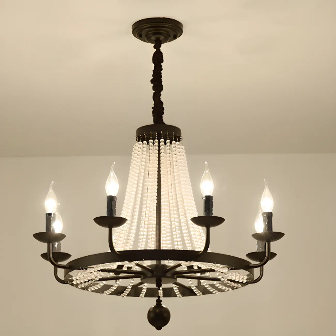 Elegant Black Crystal Beads Chandelier Candelabra Base Image - 7 | homeyfad