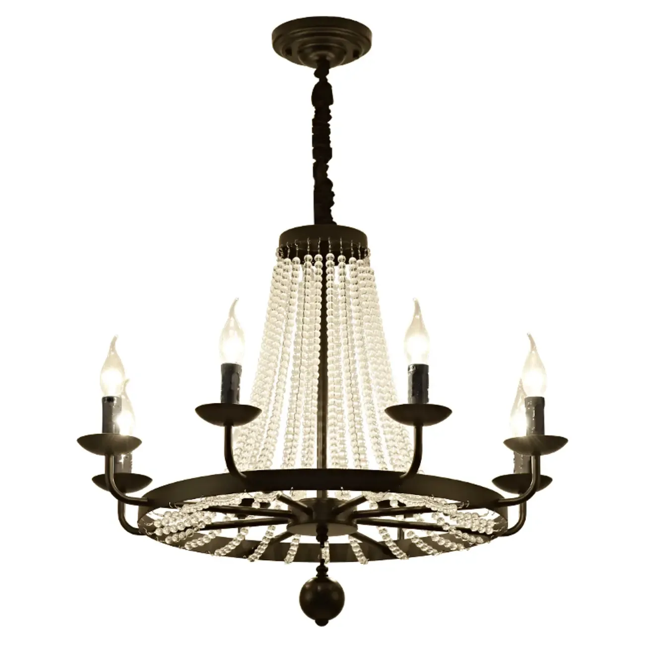 Elegant Black Crystal Beads Chandelier Candelabra Base Image - 9