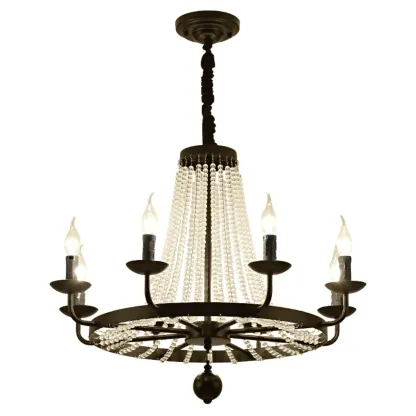 Elegant Black Crystal Beads Chandelier Candelabra Base Image - 9