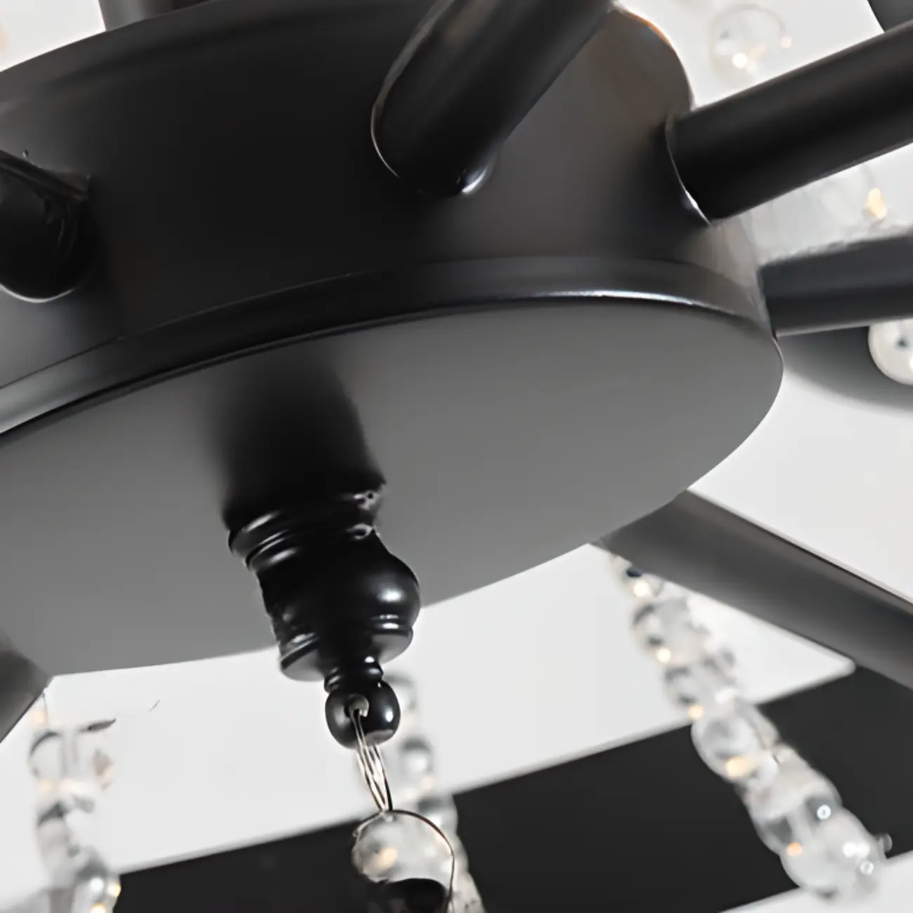 Elegant Black Crystal Beads Chandelier Candelabra Base Image - 12 | homeyfad