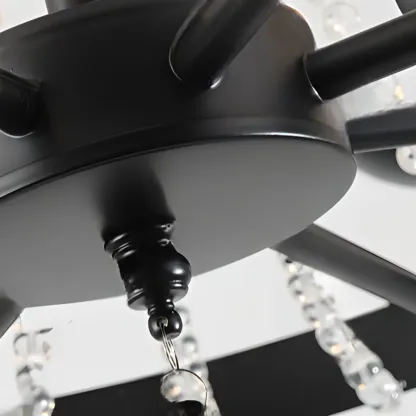 Elegant Black Crystal Beads Chandelier Candelabra Base Image - 12