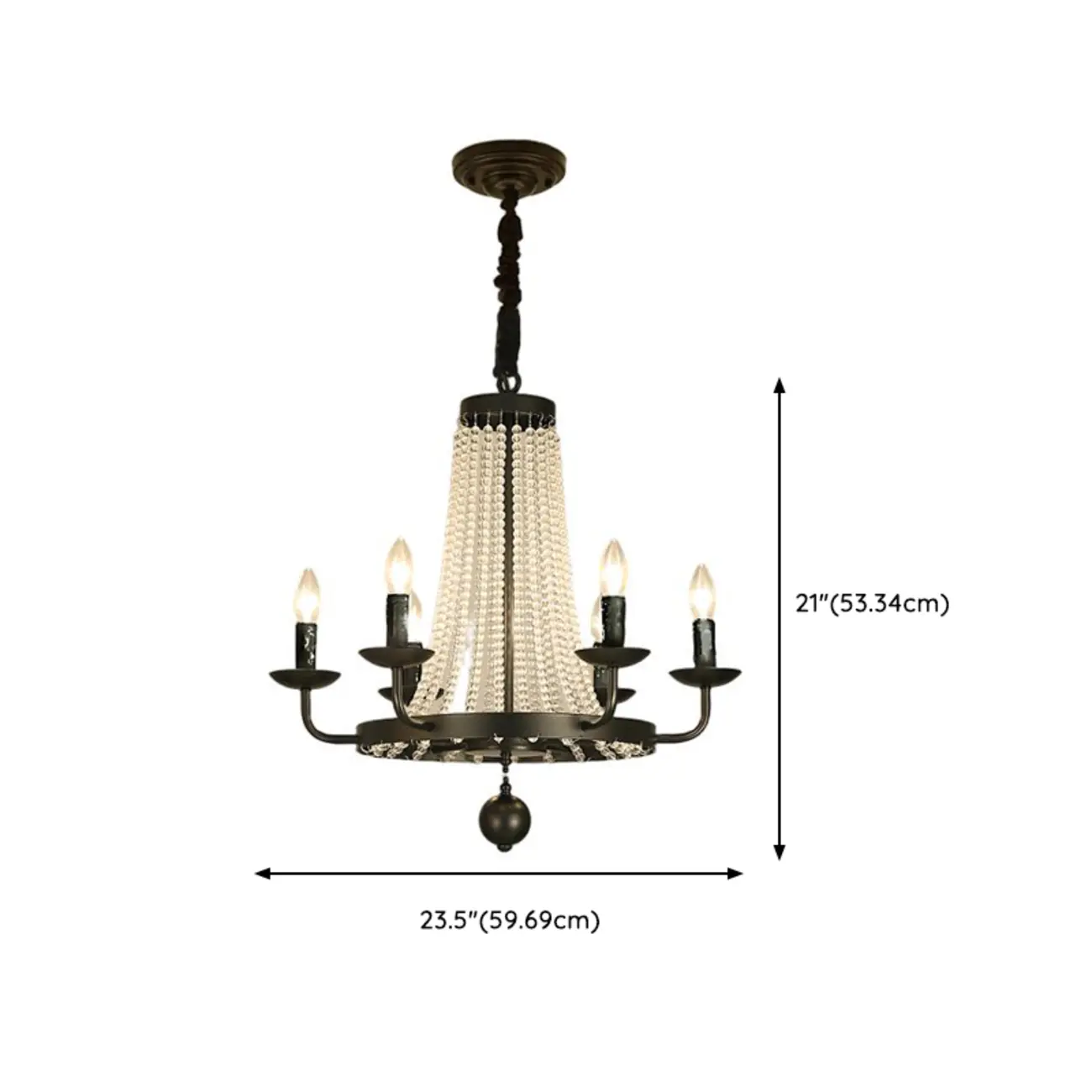 Elegant Black Crystal Beads Chandelier Candelabra Base #size | homeyfad