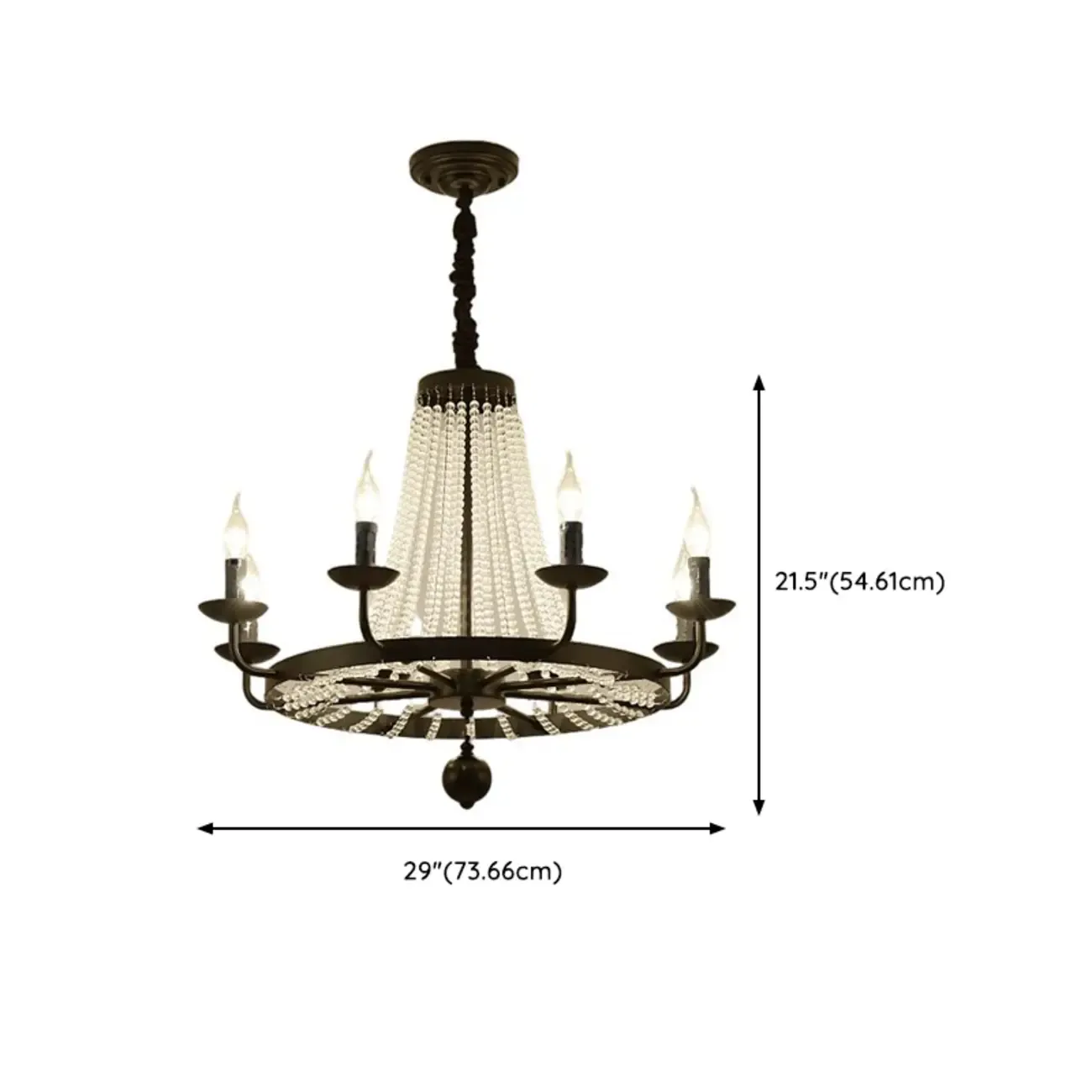 Elegant Black Crystal Beads Chandelier Candelabra Base Image - 16