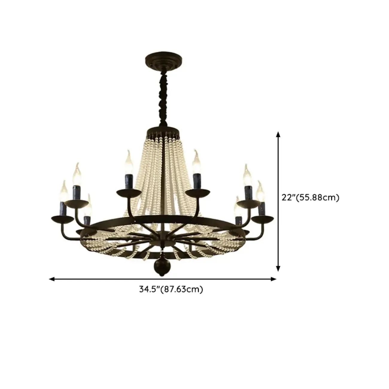 Elegant Black Crystal Beads Chandelier Candelabra Base Image - 17