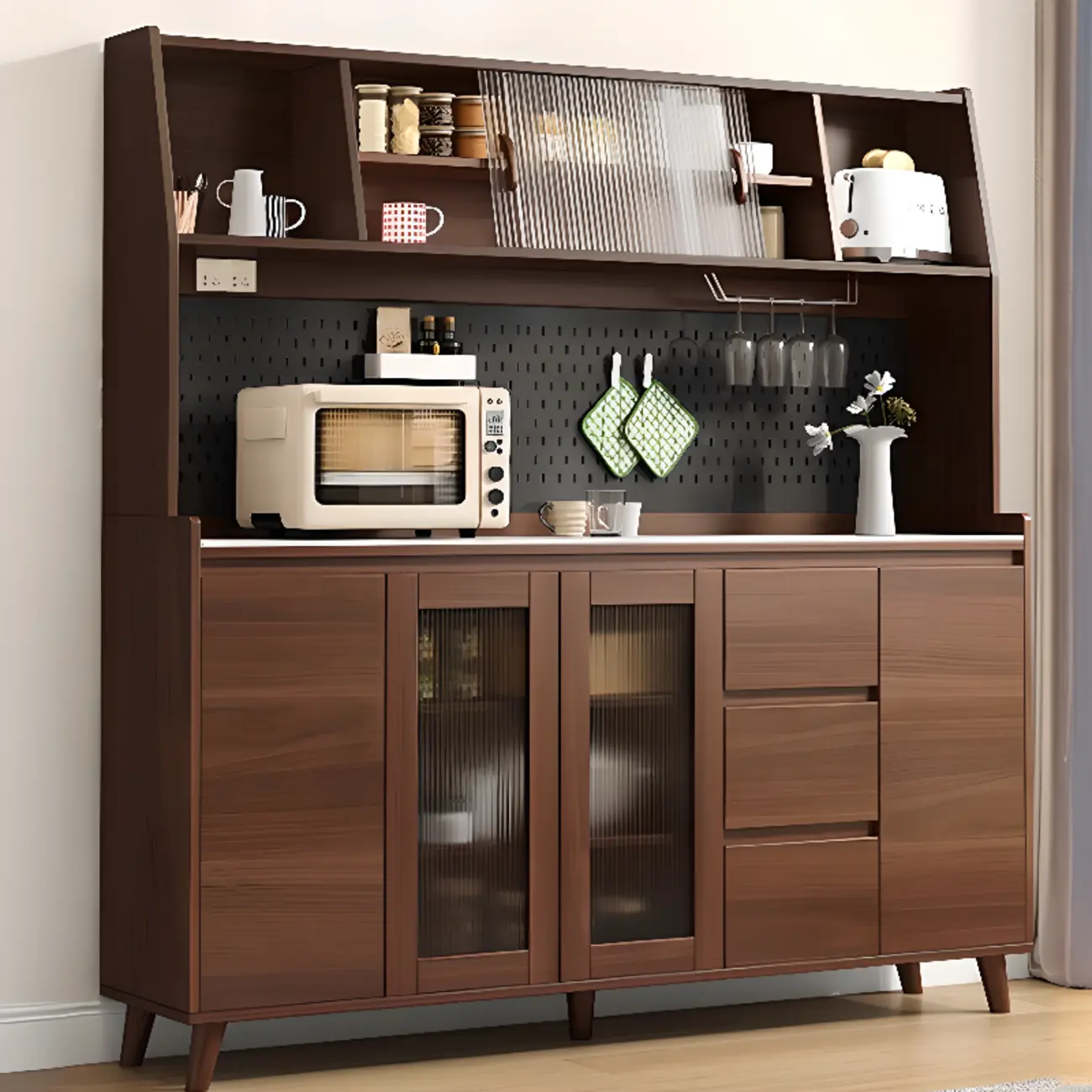 Modern Slab Stone Countertop Kitchen Sideboard Image - 1 | homeyfad