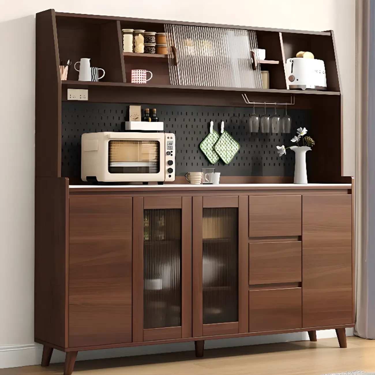 Modern Slab Stone Countertop Kitchen Sideboard Image - 1