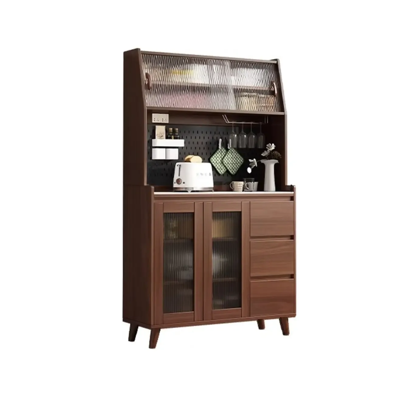 Modern Slab Stone Countertop Kitchen Sideboard Image - 3