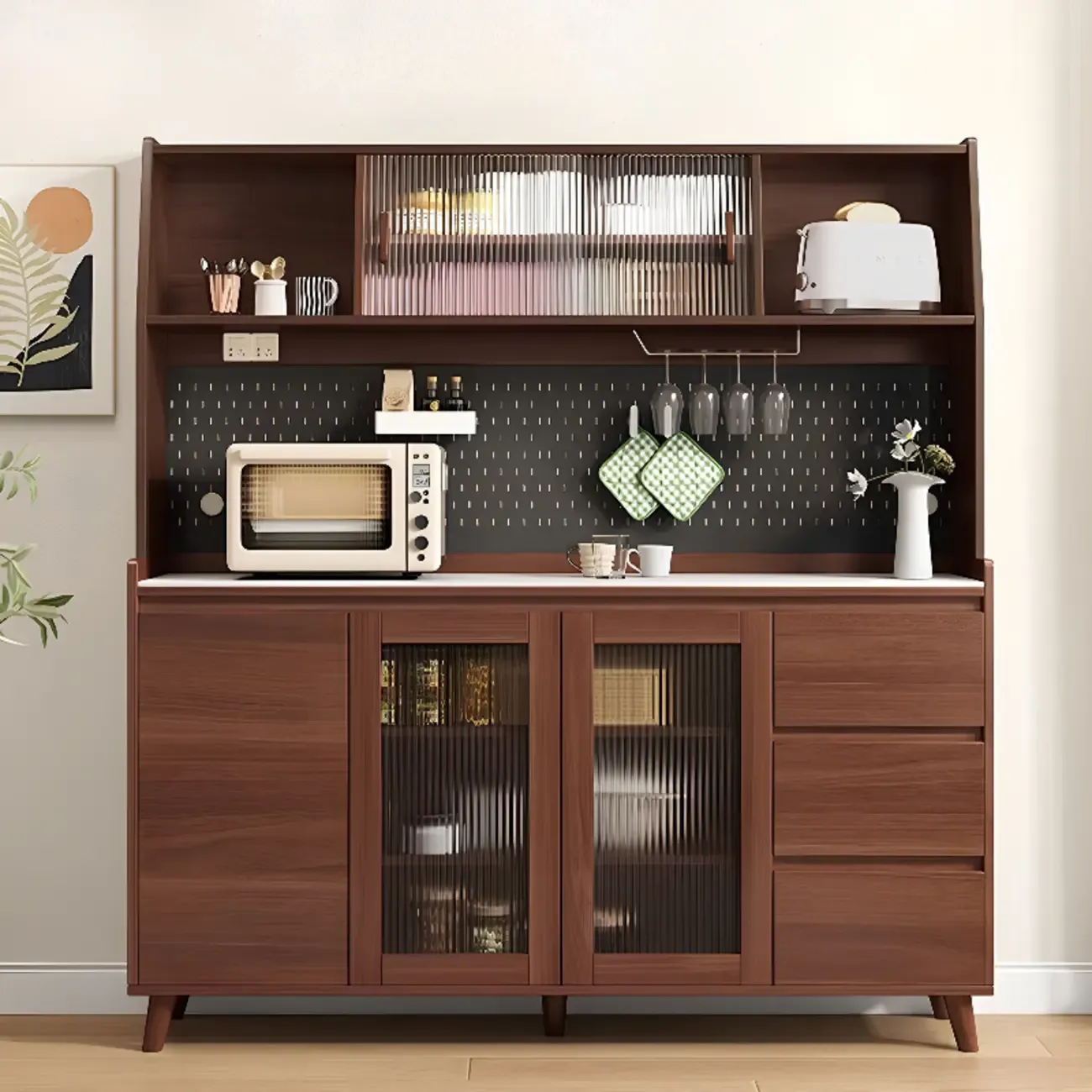 Modern Slab Stone Countertop Kitchen Sideboard Image - 4