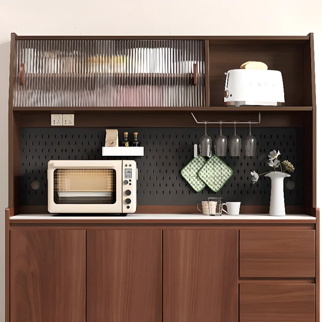 Modern Slab Stone Countertop Kitchen Sideboard Image - 7 | homeyfad