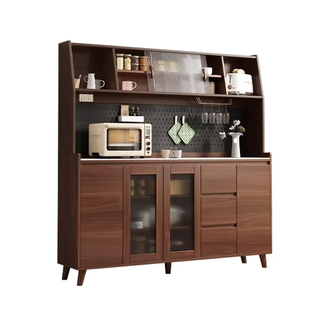 Modern Slab Stone Countertop Kitchen Sideboard Image - 11 | homeyfad