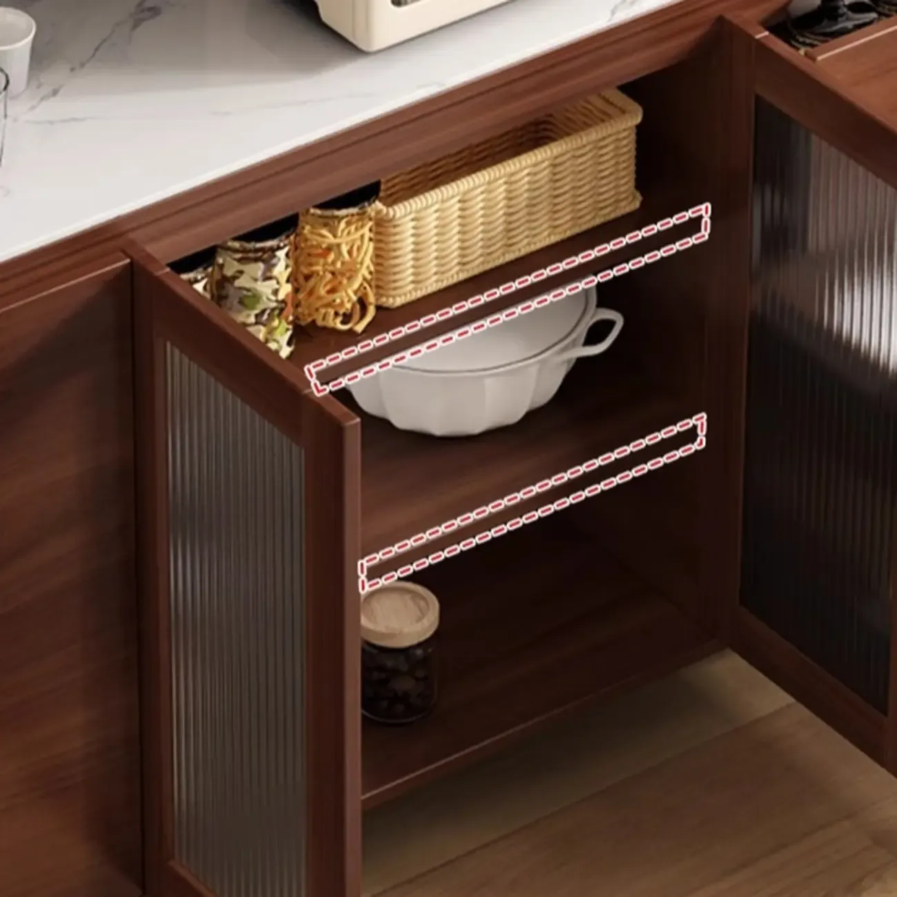 Modern Slab Stone Countertop Kitchen Sideboard Image - 12