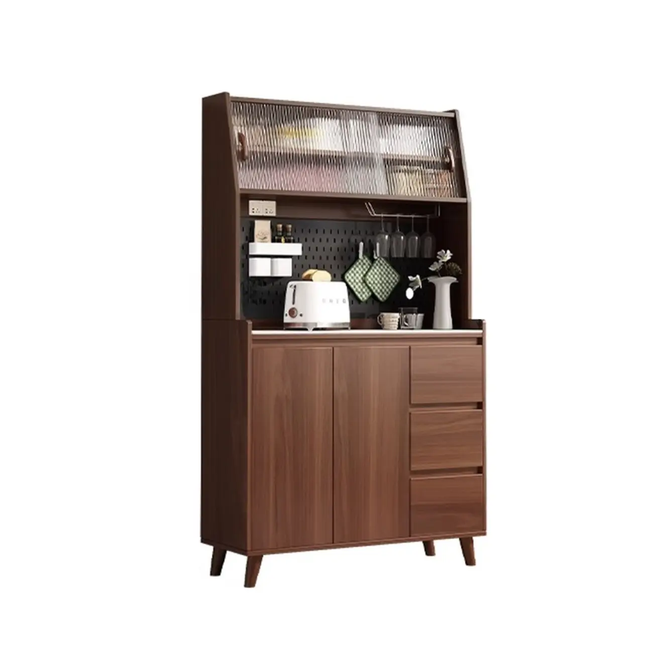 Modern Slab Stone Countertop Kitchen Sideboard Image - 14 | homeyfad