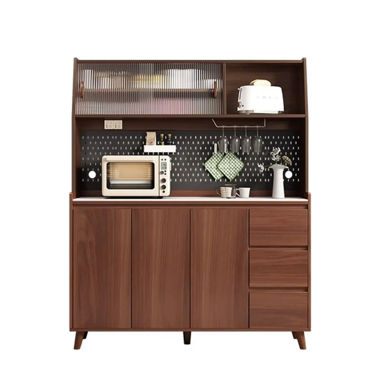 Modern Slab Stone Countertop Kitchen Sideboard Image - 16 | homeyfad