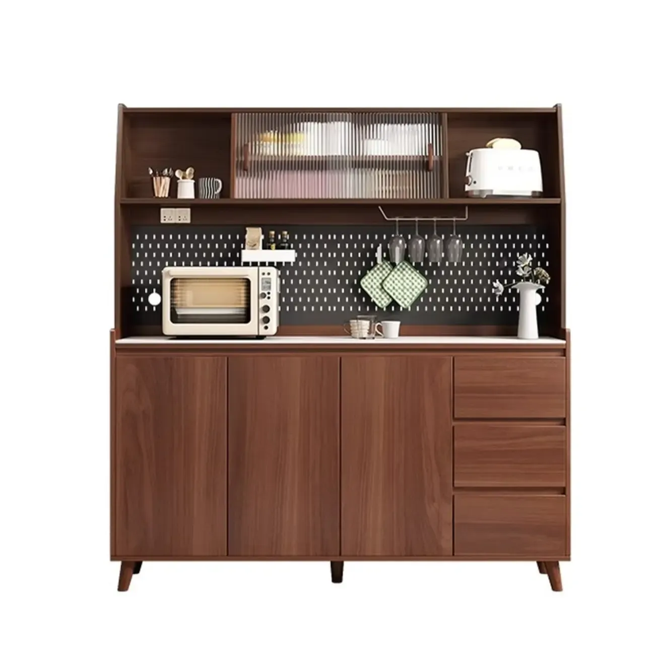 Modern Slab Stone Countertop Kitchen Sideboard Image - 17