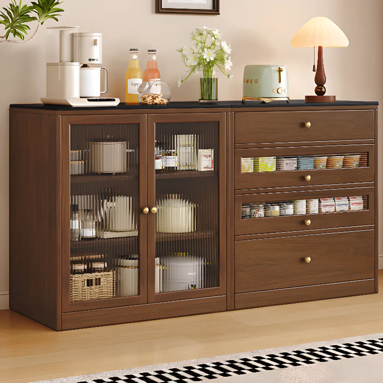 Modern Art Deco Wood Buffet Sideboard with Storage Image - 1 | homeyfad