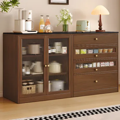 Modern Art Deco Wood Buffet Sideboard with Storage Image - 1