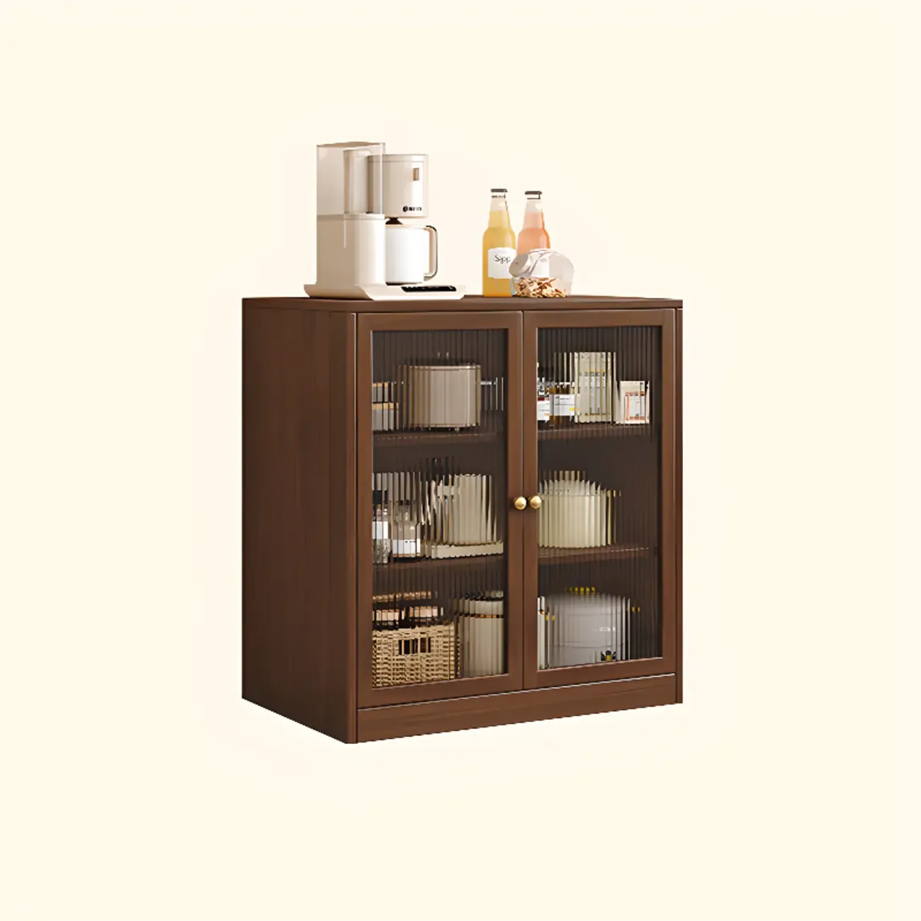 Modern Art Deco Wood Buffet Sideboard with Storage Image - 2