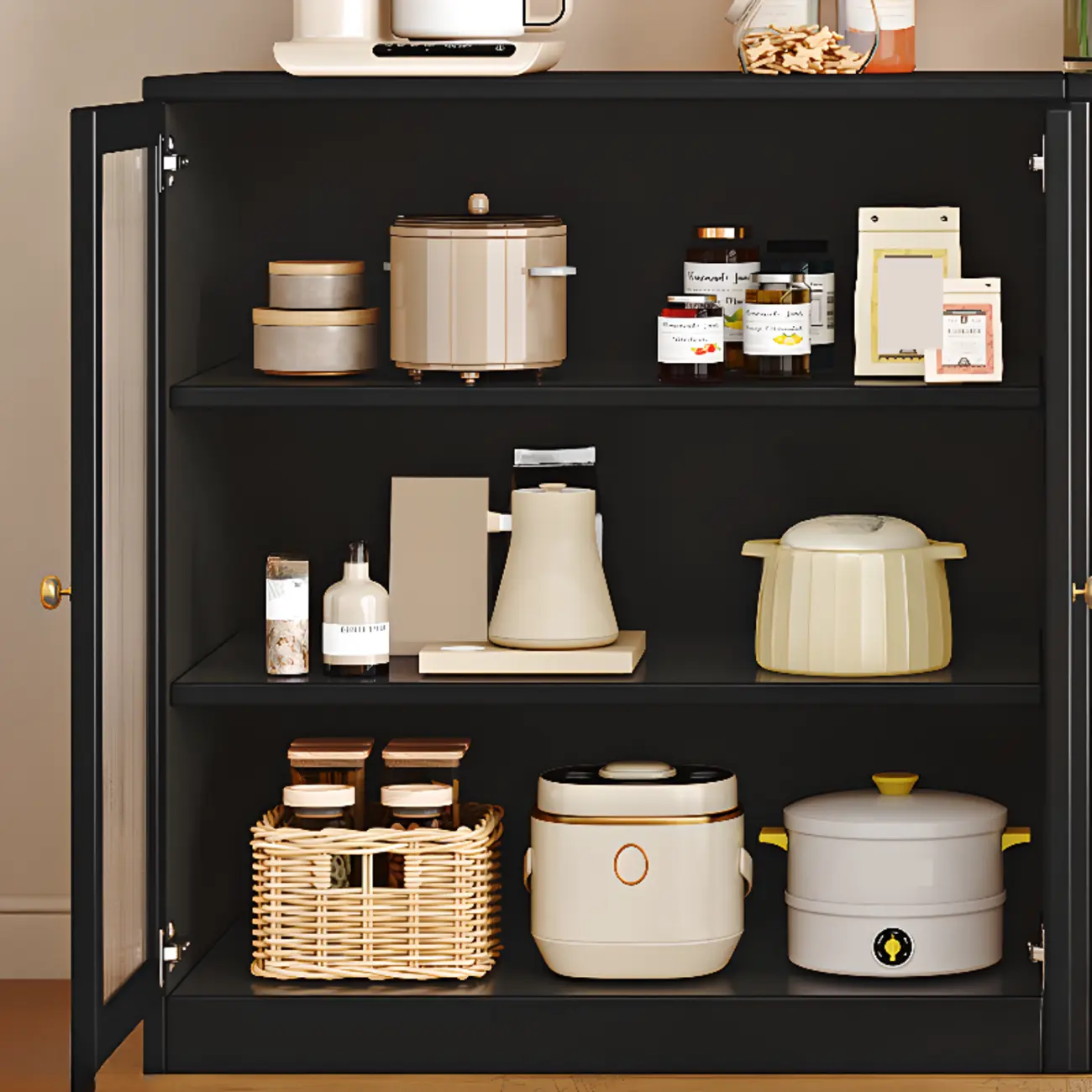 Modern Art Deco Wood Buffet Sideboard with Storage Image - 8 | homeyfad