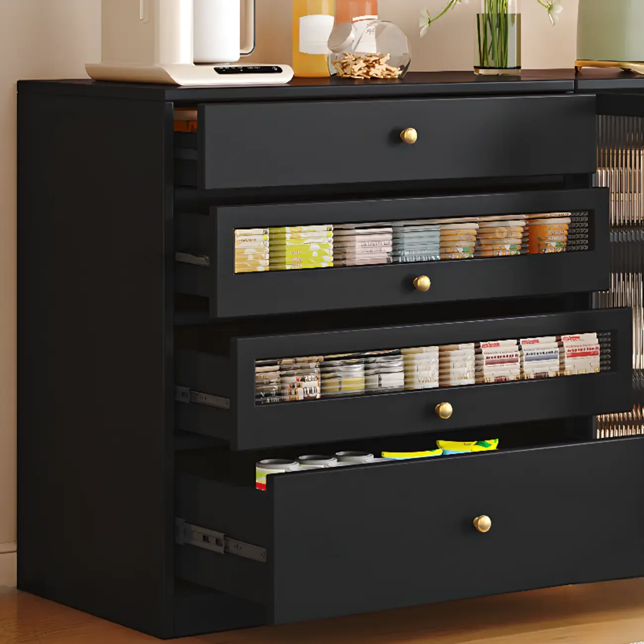 Modern Art Deco Wood Buffet Sideboard with Storage Image - 10