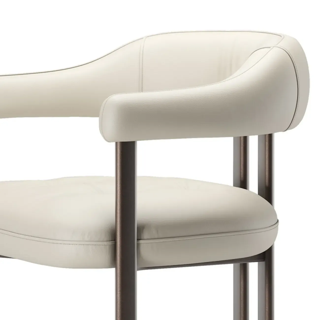 White Minimalist Upholstered Open Curved Back Bar Stools Image - 5