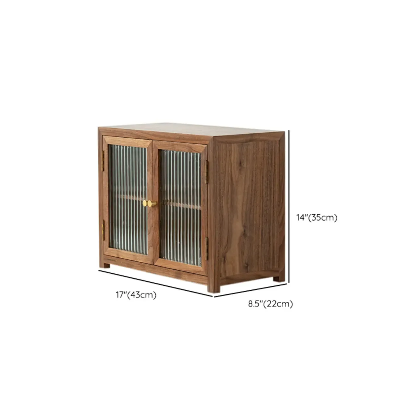 Small Walnut Wood Display Cabinet with Glass Doors Image - 14