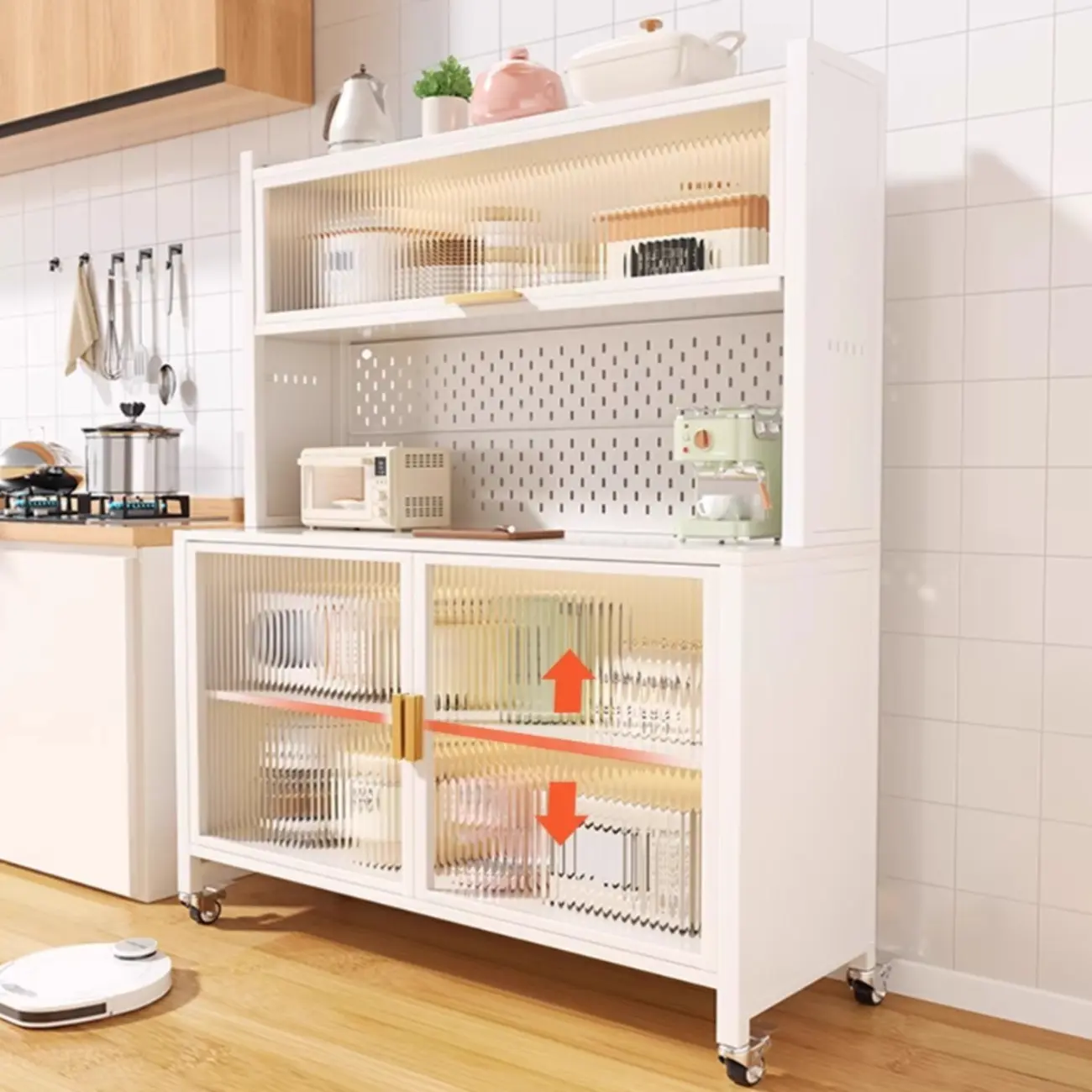 Modern Metal Adjustable Shelving Narrow Sideboard Image - 1 | homeyfad