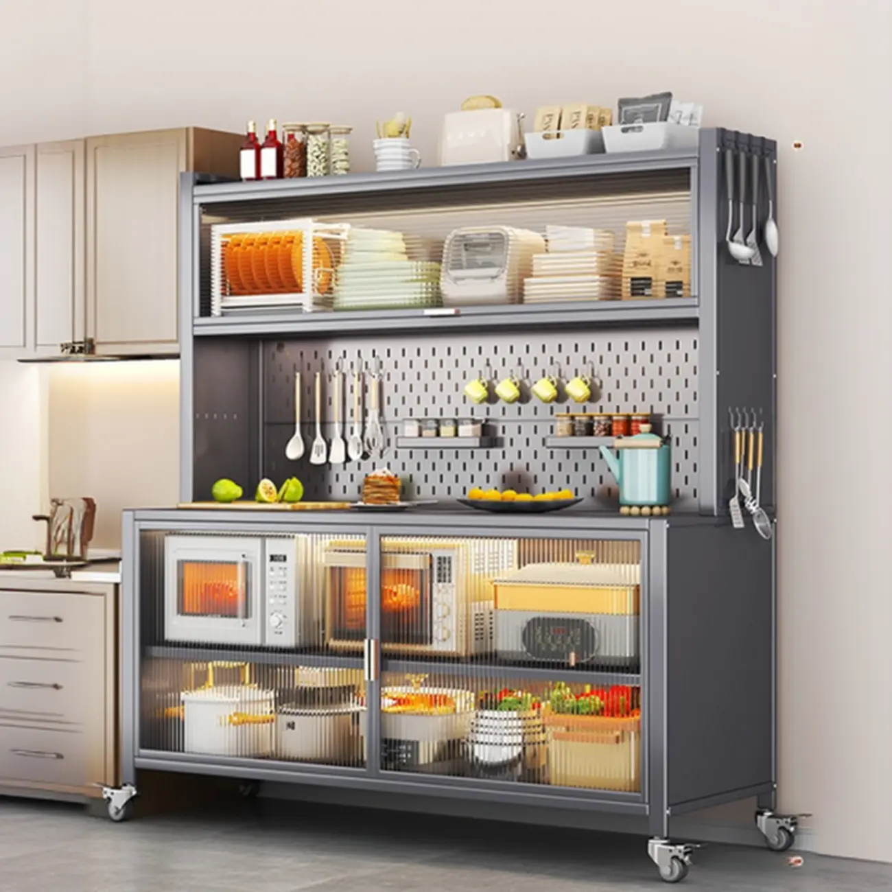 Modern Metal Adjustable Shelving Narrow Sideboard Image - 2 | homeyfad