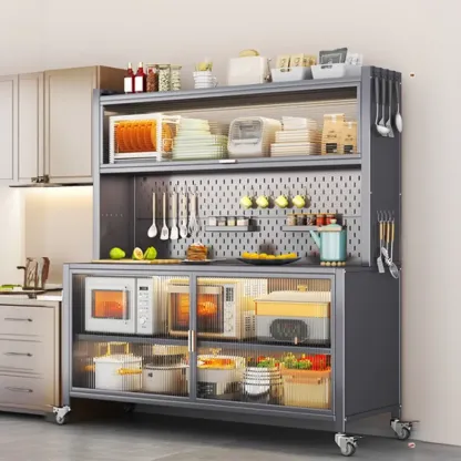 Modern Metal Adjustable Shelving Narrow Sideboard Image - 2