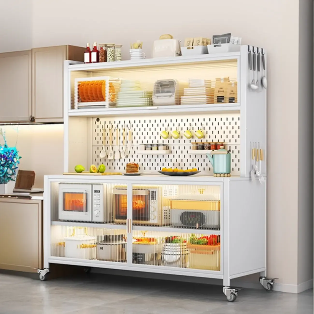 Modern Metal Adjustable Shelving Narrow Sideboard Image - 9