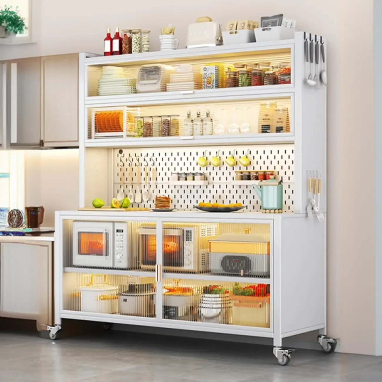 Modern Metal Adjustable Shelving Narrow Sideboard Image - 12