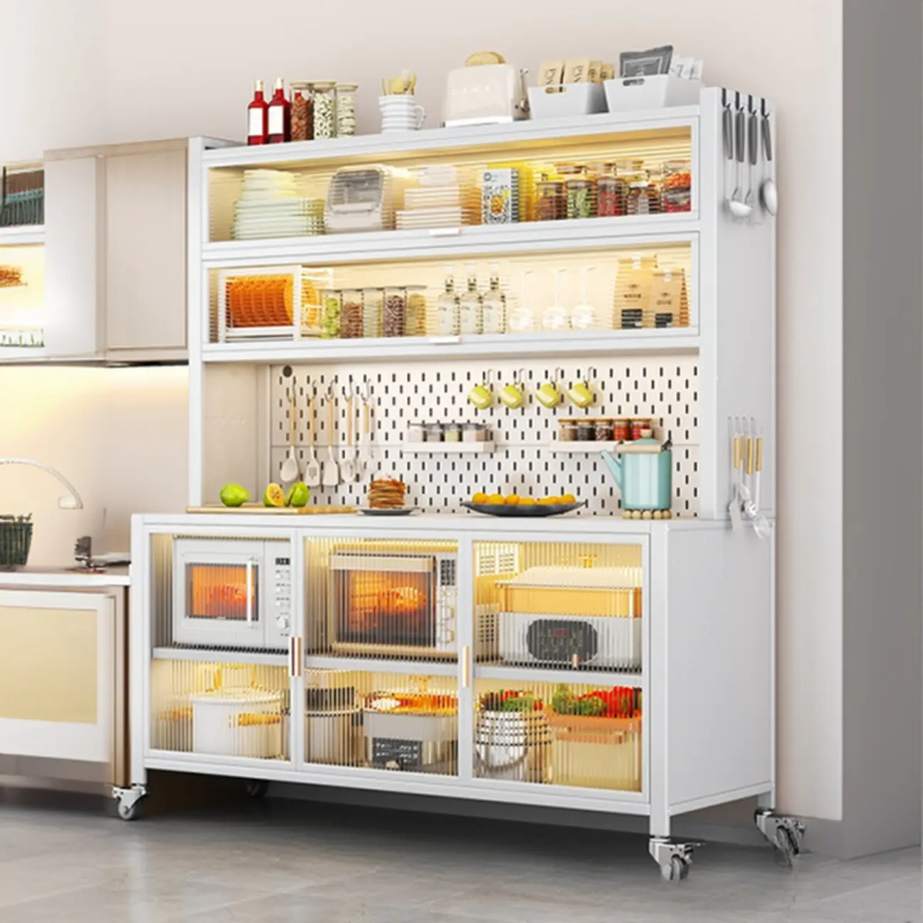 Modern Metal Adjustable Shelving Narrow Sideboard Image - 13 | homeyfad