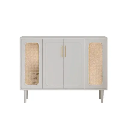 Modern Ink Wood Slab Buffet with Adjustable Shelving Image - 7