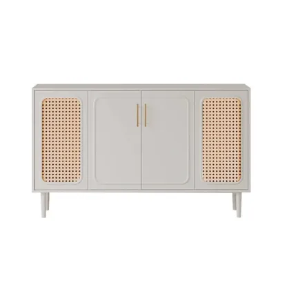 Modern Ink Wood Slab Buffet with Adjustable Shelving Image - 9