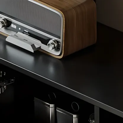 Modern Ink Wood Slab Buffet with Adjustable Shelving Image - 12