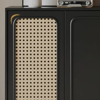 Modern Ink Wood Slab Buffet with Adjustable Shelving Image - 13