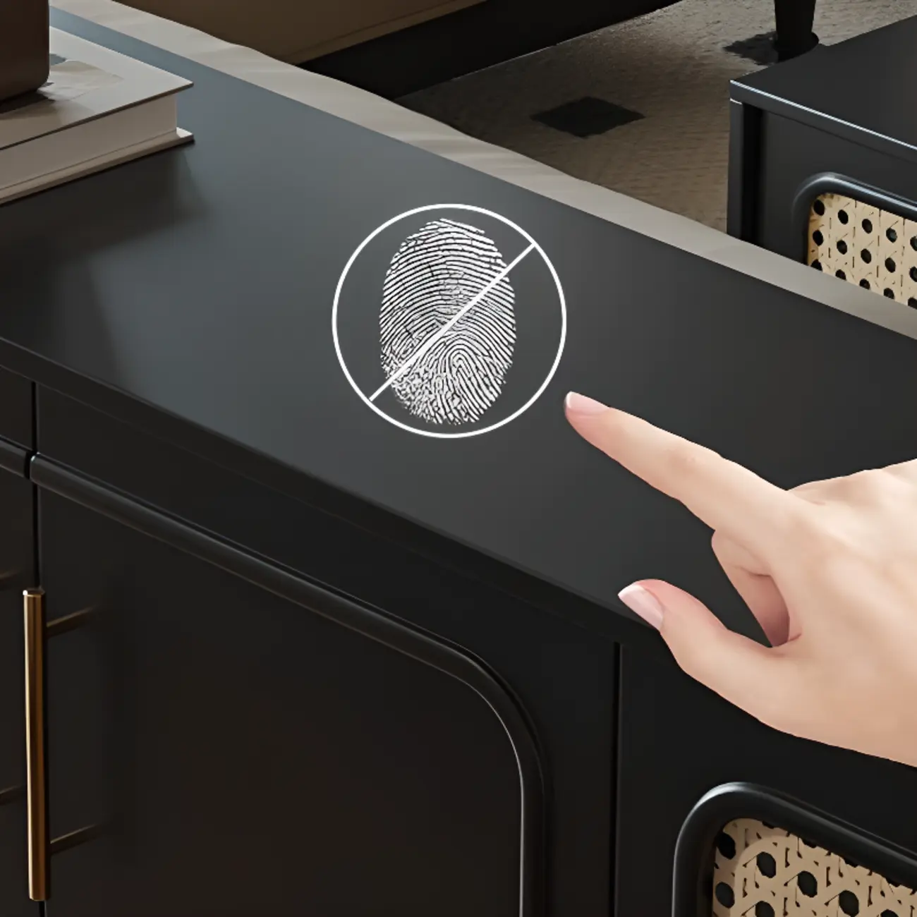 Modern Ink Wood Slab Buffet with Adjustable Shelving Image - 14 | homeyfad