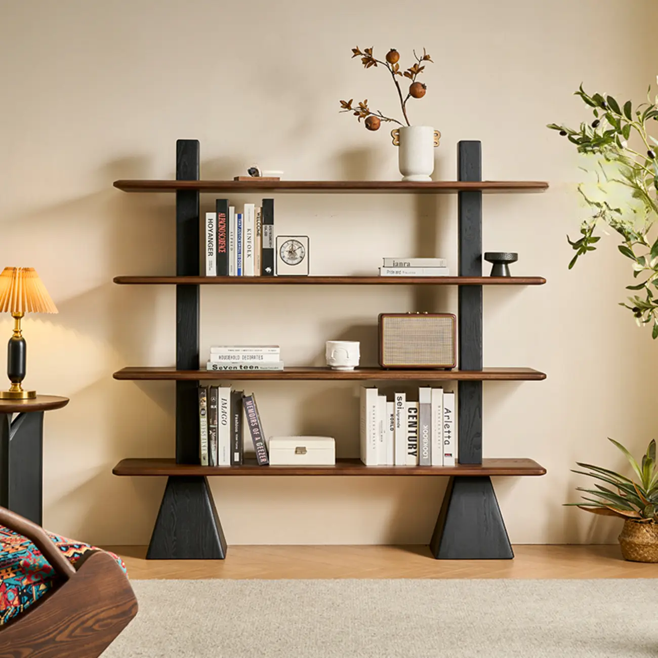 Elegant Ash Wood Open Back Display Vertical Bookcase Image - 2 | homeyfad