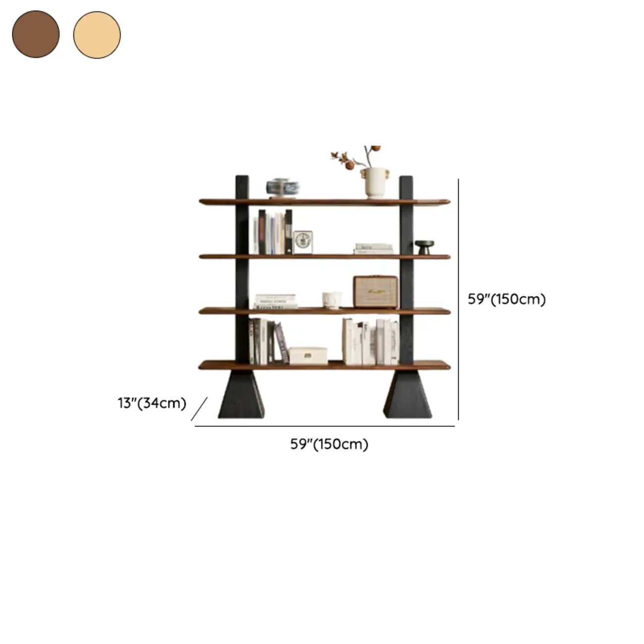 Elegant Ash Wood Open Back Display Vertical Bookcase #size | homeyfad