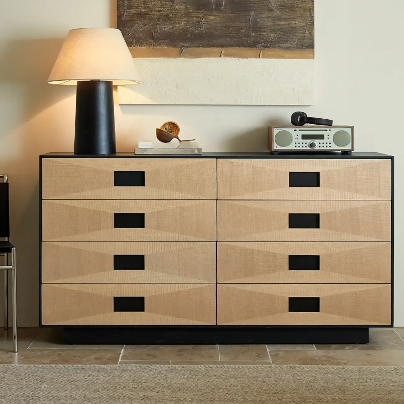 Bedroom 8-drawer Modern Natural Wood Double Dresser Image - 3