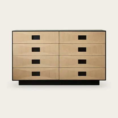 Bedroom 8-drawer Modern Natural Wood Double Dresser Image - 5