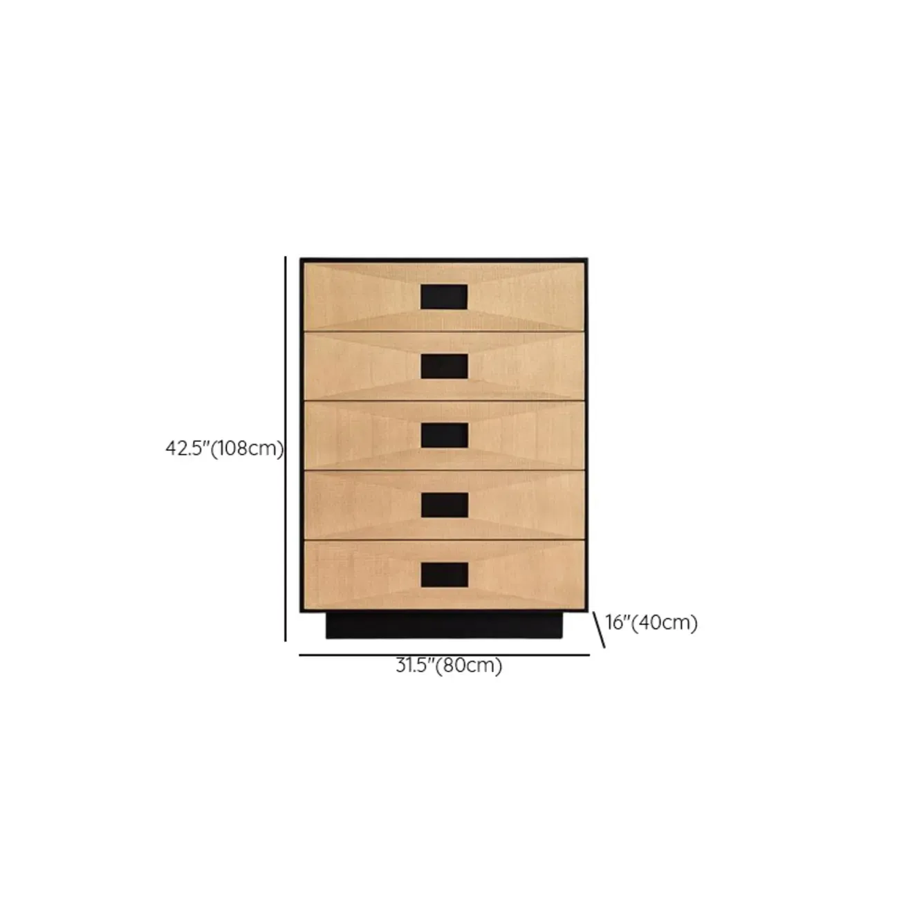 Bedroom 8-drawer Modern Natural Wood Double Dresser #size