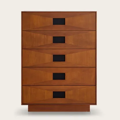 Brown 6-drawer Modern Wood Bedroom Vertical Dresser Image - 5