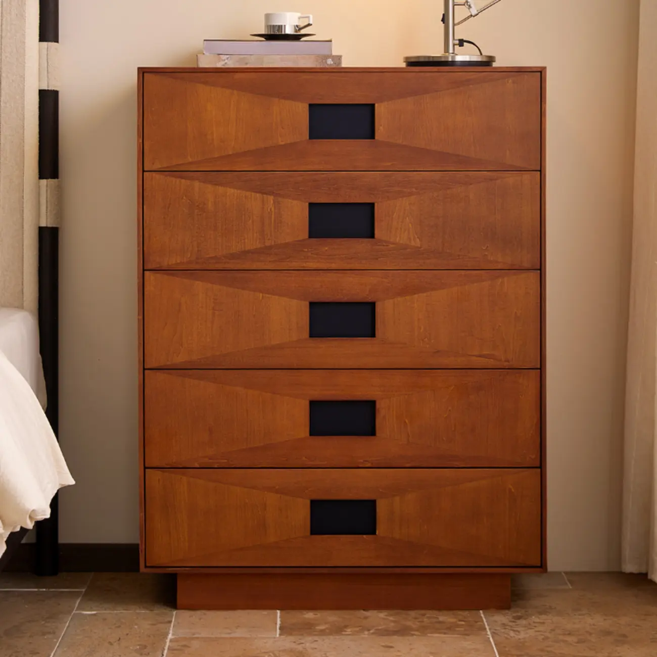 Brown 6-drawer Modern Wood Bedroom Vertical Dresser Image - 3 | homeyfad