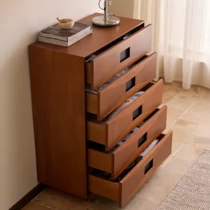 Brown 6-drawer Modern Wood Bedroom Vertical Dresser Image - 2