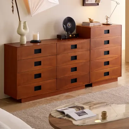 Brown 6-drawer Modern Wood Bedroom Vertical Dresser Image - 4