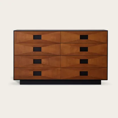 Brown 6-drawer Modern Wood Bedroom Vertical Dresser Image - 9