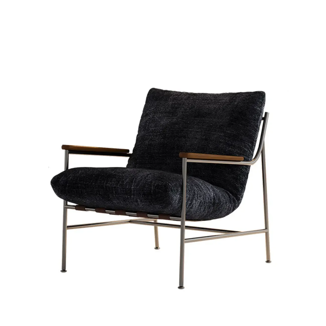 Mid-Century Modern Chenille Metal Frame Accent Chair Image - 5