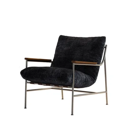 Mid-Century Modern Chenille Metal Frame Accent Chair Image - 5