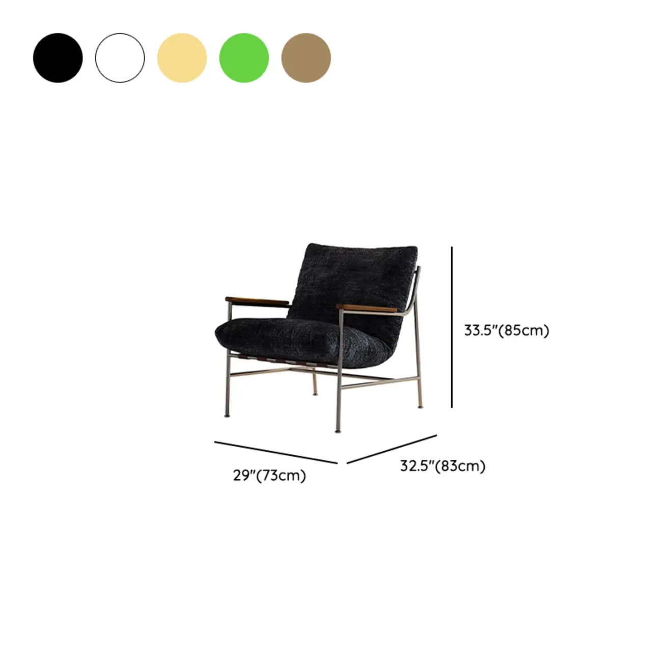 Mid-Century Modern Chenille Metal Frame Accent Chair #size | homeyfad